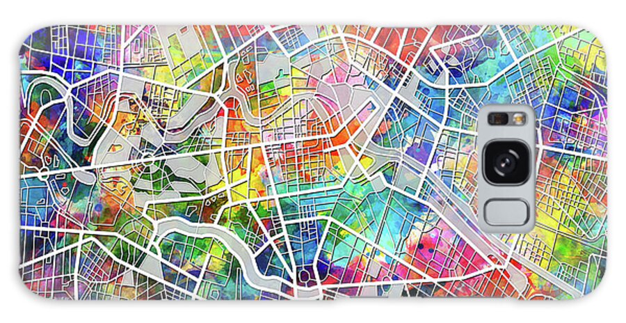 Berlin Galaxy Case featuring the digital art Berlin Map Watercolor by Bekim M