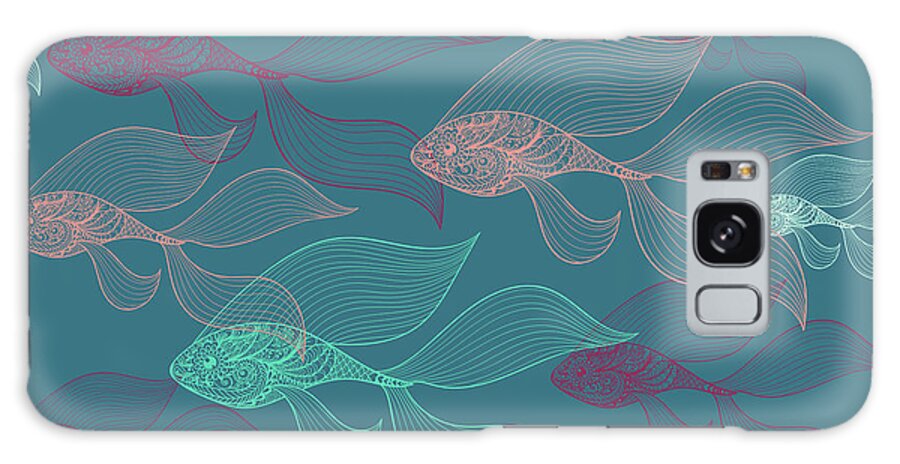 Nature Pattern Galaxy Case featuring the digital art Beta Fish Animals Pattern by Mark Ashkenazi