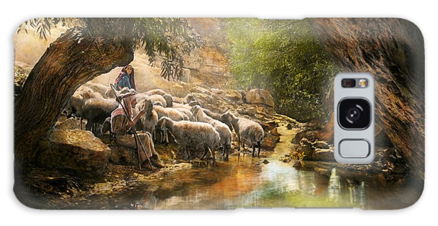 Oasis Galaxy Case featuring the photograph Bible - The Lord is my shepherd - 1910 by Mike Savad