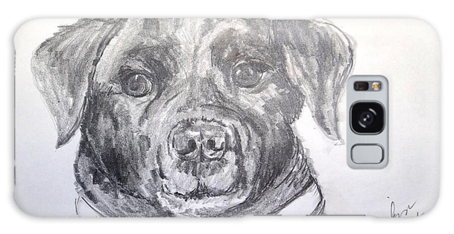 Dog Galaxy Case featuring the drawing Big Black Dog by Marilyn Zalatan