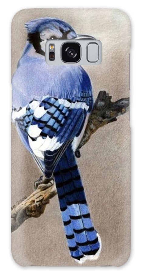 Blue Galaxy Case featuring the drawing Big Blue Jay by Ana Tirolese