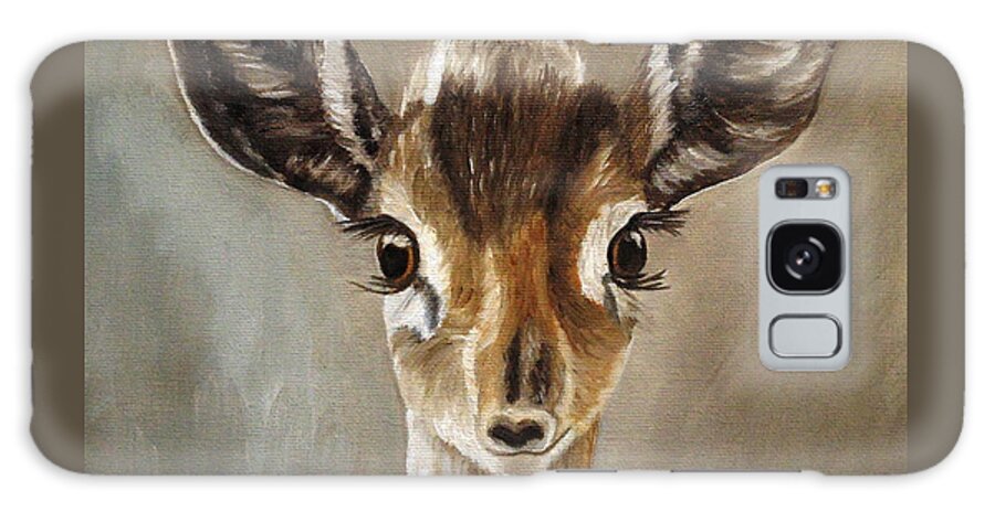 Antelope Galaxy Case featuring the painting Big Eyes Dik-Dik by Angeles M Pomata
