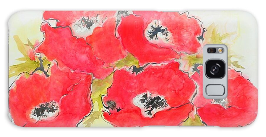 Fantasy Flowers Galaxy Case featuring the painting Big Red 1 by Phiddy Webb