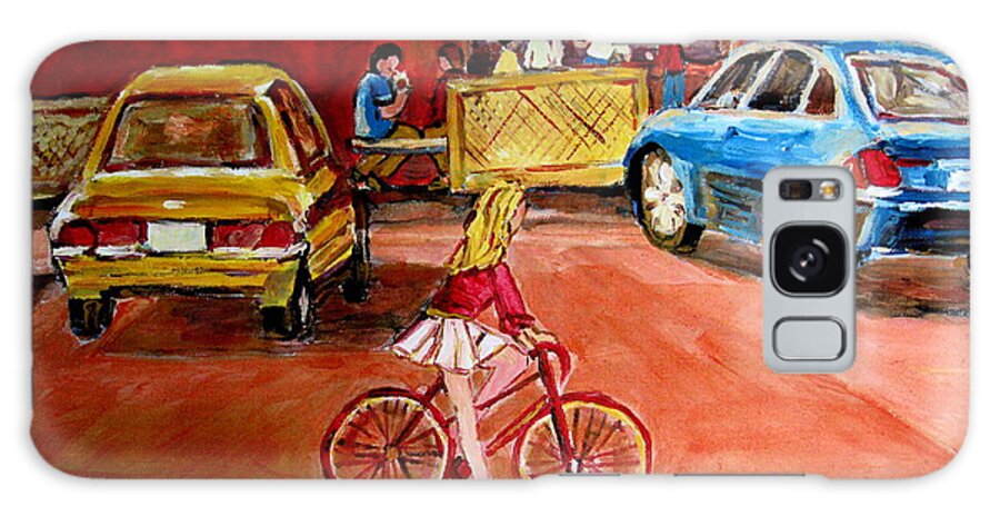 Orange Julep Galaxy S8 Case featuring the painting Biking To The Orange Julep by Carole Spandau