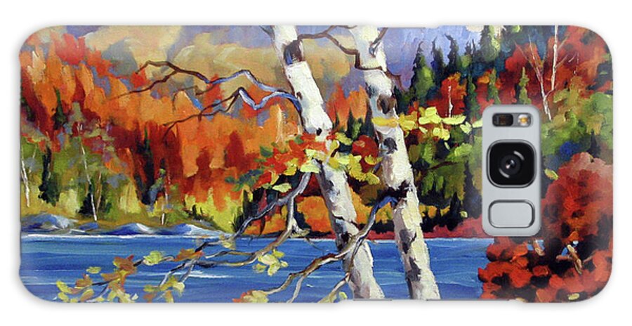Art Galaxy Case featuring the painting Birches by the lake by Richard T Pranke