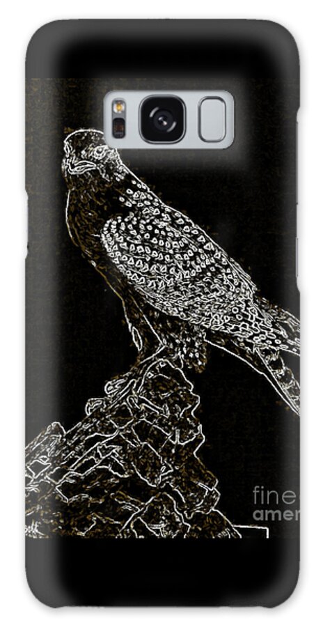 Drawing Galaxy Case featuring the digital art Bird of Prey White on Black by Humphrey Isselt