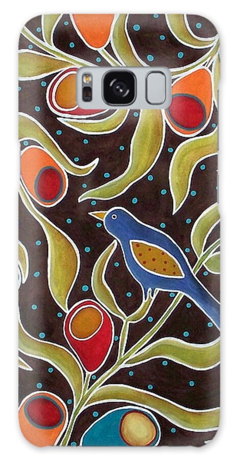 Flowers Galaxy S8 Case featuring the painting Bird On Blooms Branch by Karla Gerard