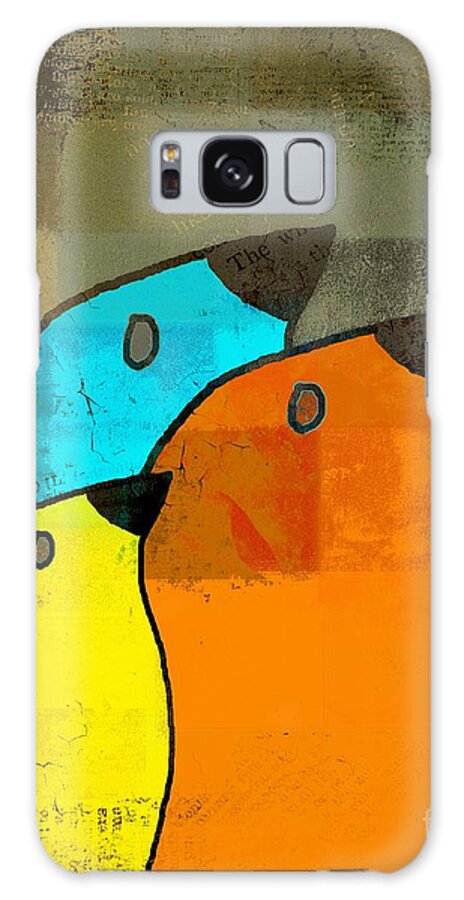 Orange Galaxy Case featuring the digital art Birdies - c02tj1265c2 by Variance Collections