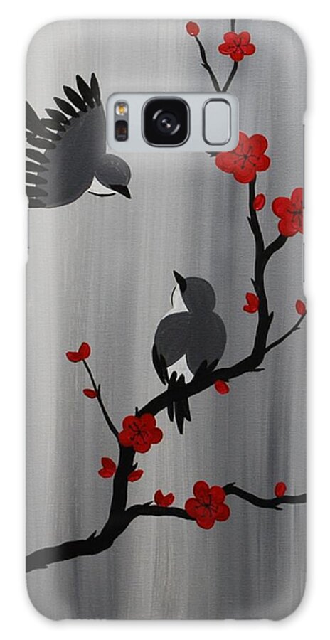 Birds Galaxy Case featuring the painting Birds and Blooms in Red by Emily Page
