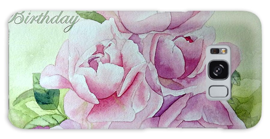 Roses Peonies Galaxy Case featuring the painting Birthday Peonies by Laurel Best