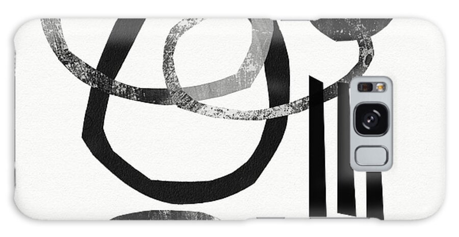 Black And White Abstract Galaxy Case featuring the mixed media Black and White- Abstract Art by Linda Woods