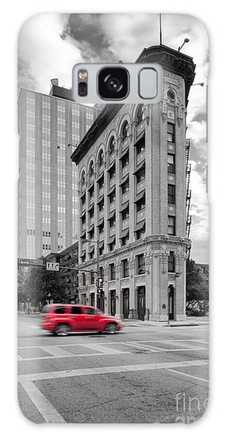 Downtown Galaxy Case featuring the photograph Black and White Photograph of the Flatiron Building in Downtown Fort Worth - Texas by Silvio Ligutti