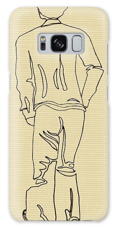 Black Galaxy Case featuring the drawing Black Boy Standing on Table by Sheri Parris