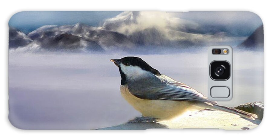 Blackcapped Galaxy Case featuring the photograph Black Capped Chickadee at Sunset by Janette Boyd