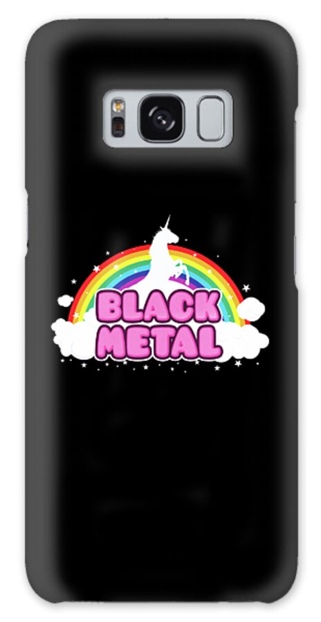 Music Galaxy Case featuring the digital art BLACK METAL Funny Unicorn / Rainbow Mosh Parody Design by Philipp Rietz