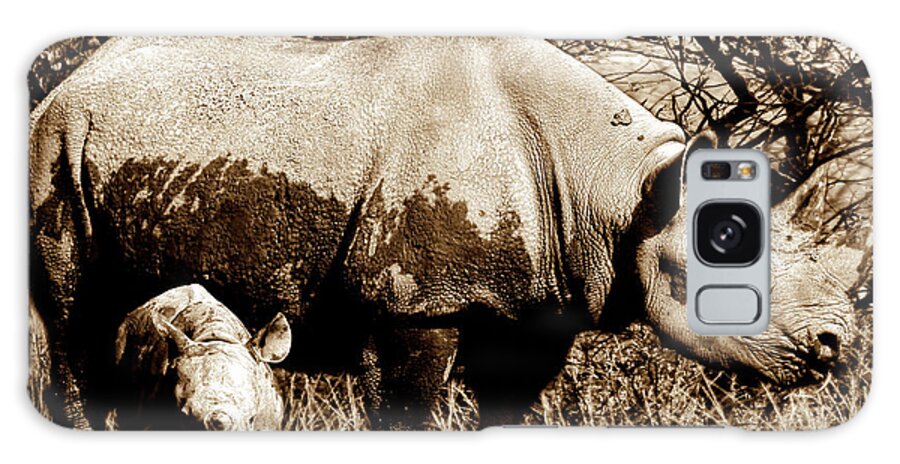 Rhinoceros Galaxy Case featuring the photograph Black Rhino and youngster by Stephen Melia