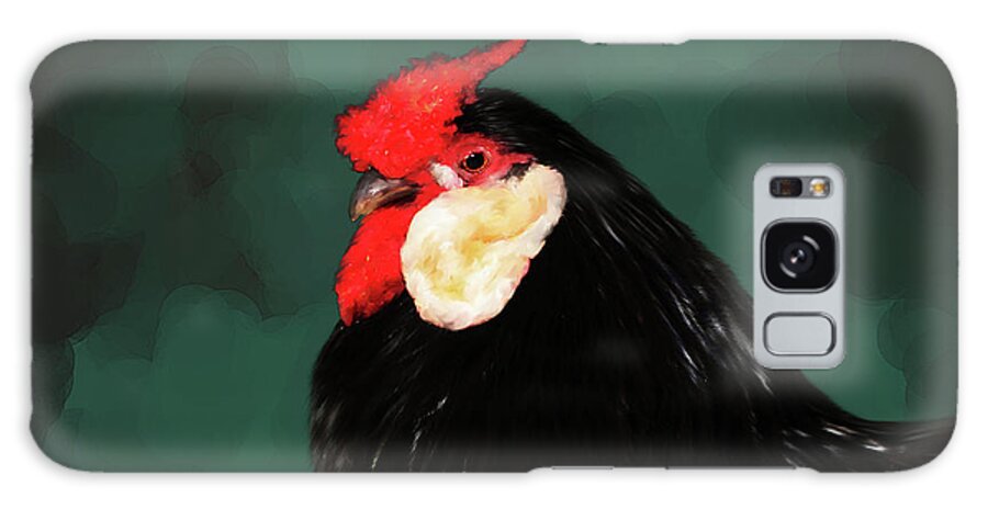 Chicken Galaxy Case featuring the digital art Black Rooster Number Two by Lisa Redfern