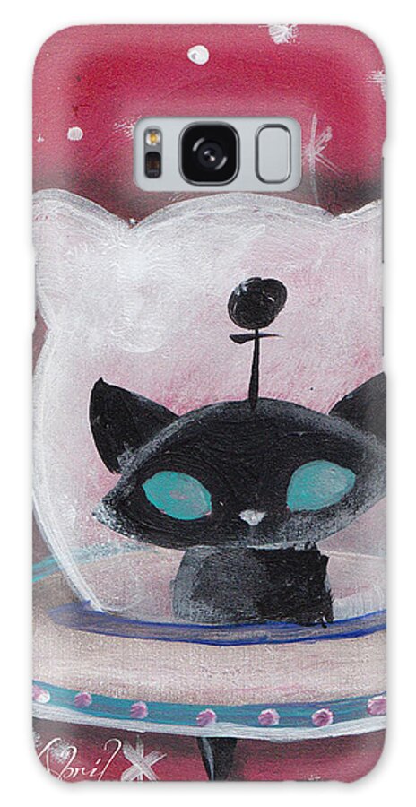 Mid Century Modern Galaxy S8 Case featuring the painting Black Space Cat by Abril Andrade