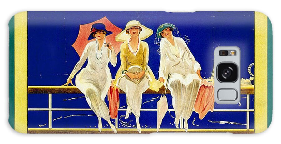 Blackpool Galaxy Case featuring the mixed media Blackpool, England - Retro Travel Advertising Poster - Three fashionable women - Vintage Poster - by Studio Grafiikka