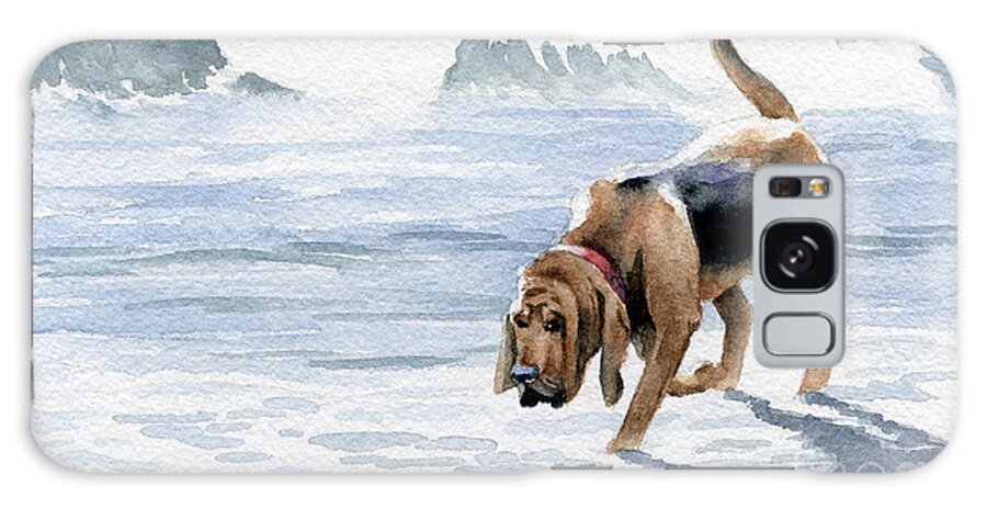 Bloodhound Galaxy Case featuring the painting Bloodhound At The Beach by David Rogers