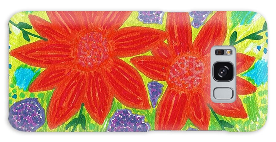 Original Art Galaxy S8 Case featuring the drawing Bloomin' Blossoms by Susan Schanerman
