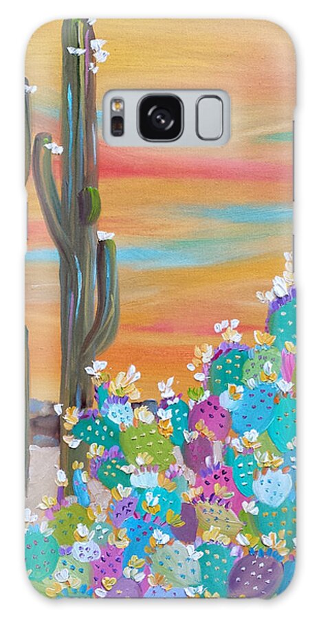 Cactus Galaxy Case featuring the painting Blooming Cacti by Judith Rhue