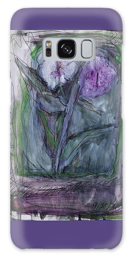 Katt Yanda Original Art Watercolor Artbook Collection Flower Blooms Lavender Purple Galaxy Case featuring the mixed media Blooms of Lavender by Katt Yanda