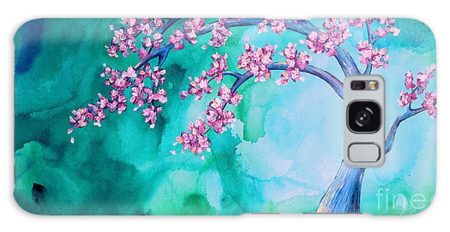 Cherry Blossoms Galaxy Case featuring the painting Blossoms in the Mist by Shiela Gosselin