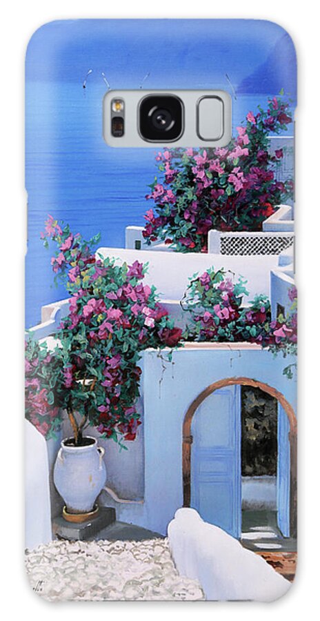 Greecescape Galaxy Case featuring the painting Blu Di Grecia by Guido Borelli