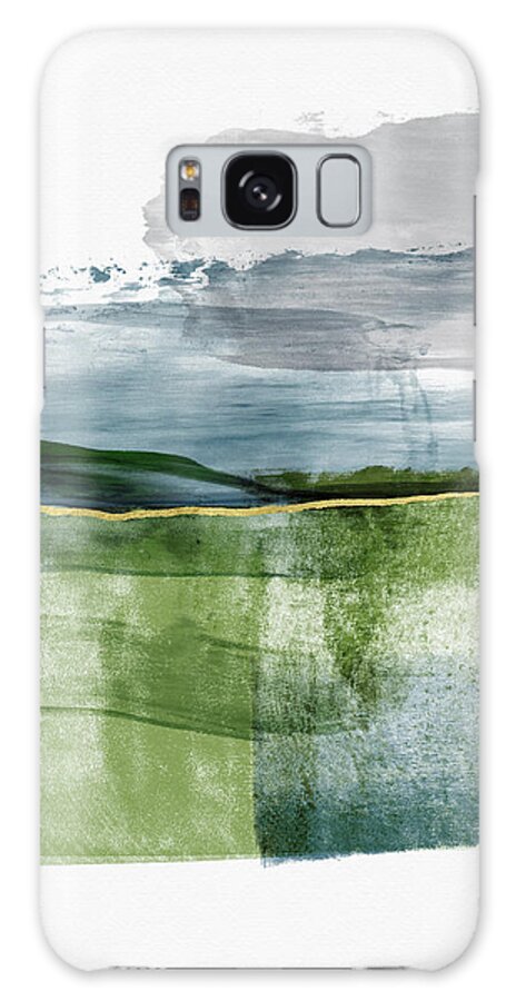 Abstract Galaxy Case featuring the mixed media Blue and Green Minimalist Landscape Art by Linda Woods by Linda Woods
