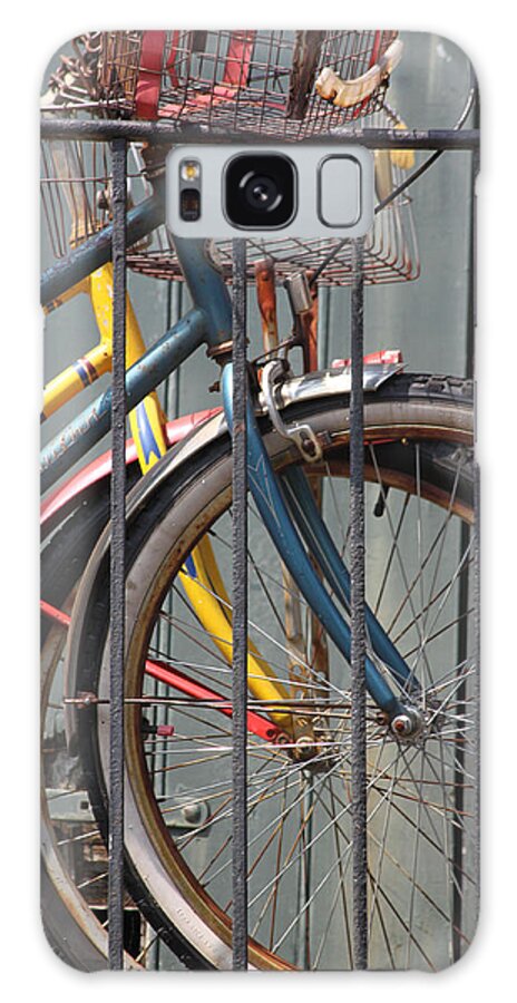 Bike Galaxy Case featuring the photograph Blue and Yellow Bikes by Lauri Novak