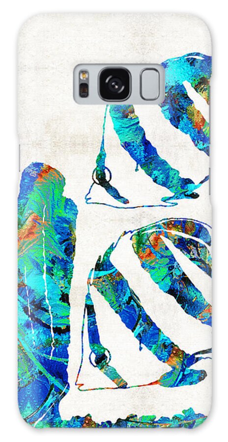 Angel Fish Galaxy Case featuring the painting Blue Angels Fish Art by Sharon Cummings by Sharon Cummings