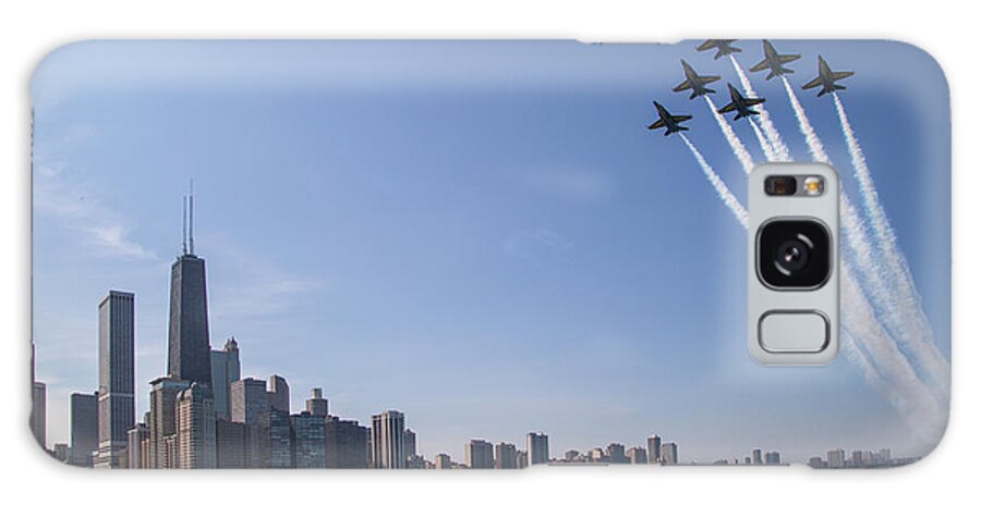 Chicago Galaxy Case featuring the photograph Blue Angels over Chicago by Lev Kaytsner
