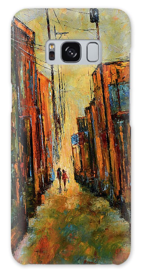 Alley Galaxy S8 Case featuring the painting Blue Bag by Debra Hurd