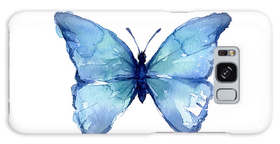 Watercolor Galaxy Case featuring the painting Blue Butterfly Watercolor by Olga Shvartsur