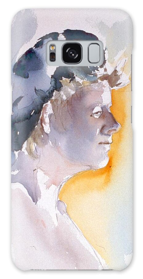 Headshot Galaxy Case featuring the painting Blue cap by Barbara Pease