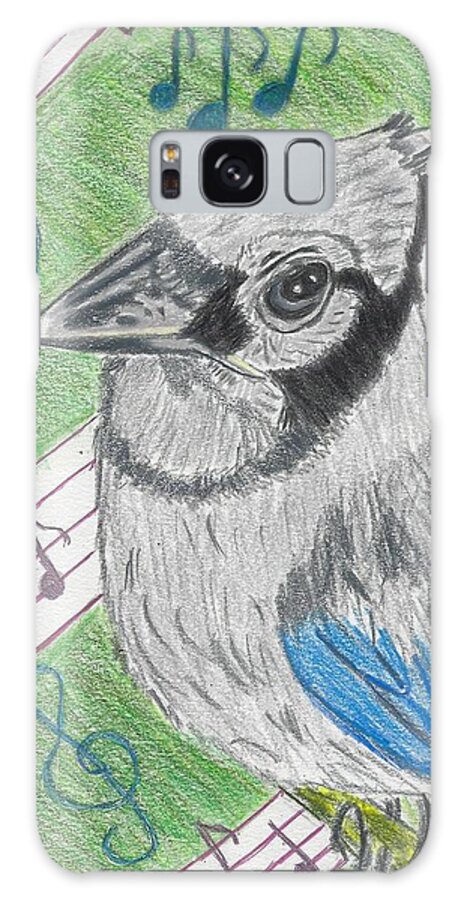 Blue Jay Galaxy Case featuring the drawing Blue Diva by Ali Baucom