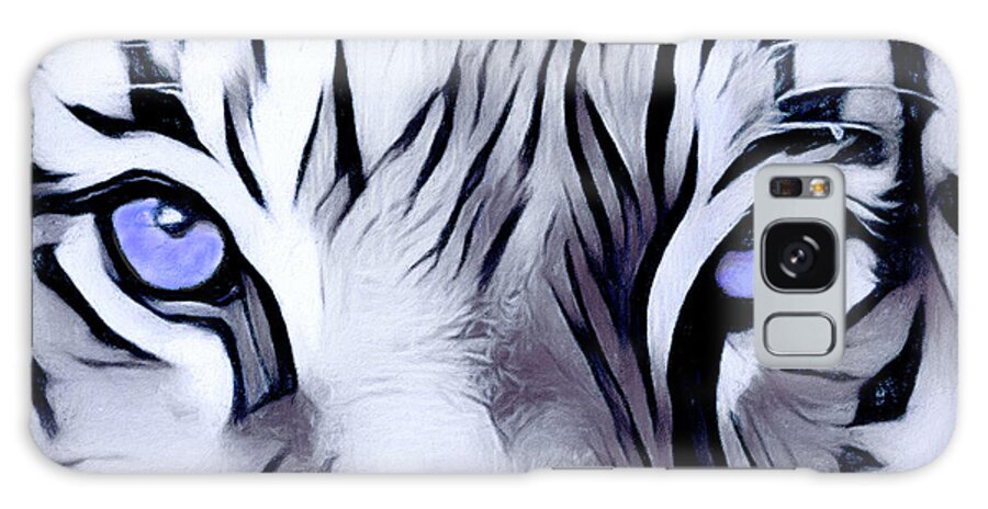 Blue-eyed Galaxy Case featuring the painting Blue Eyed Tiger by Alicia Hollinger