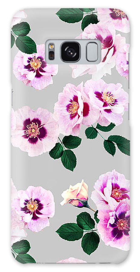Blue Galaxy Case featuring the mixed media Blue Eyes Roses by Emanuela Carratoni