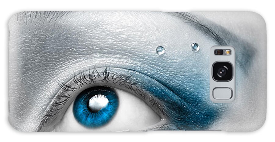 Eye Galaxy Case featuring the photograph Blue Female Eye Macro with Artistic Make-up by Maxim Images Exquisite Prints