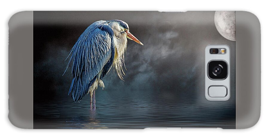 Great Blue Heron Galaxy S8 Case featuring the photograph Blue Heron Moon by Brian Tarr