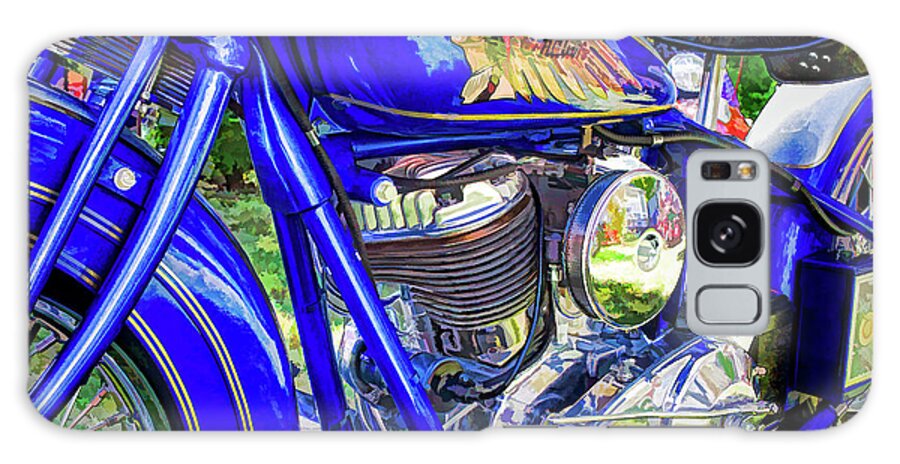 Motorcycle Galaxy Case featuring the photograph Blue Indian by David Thompsen