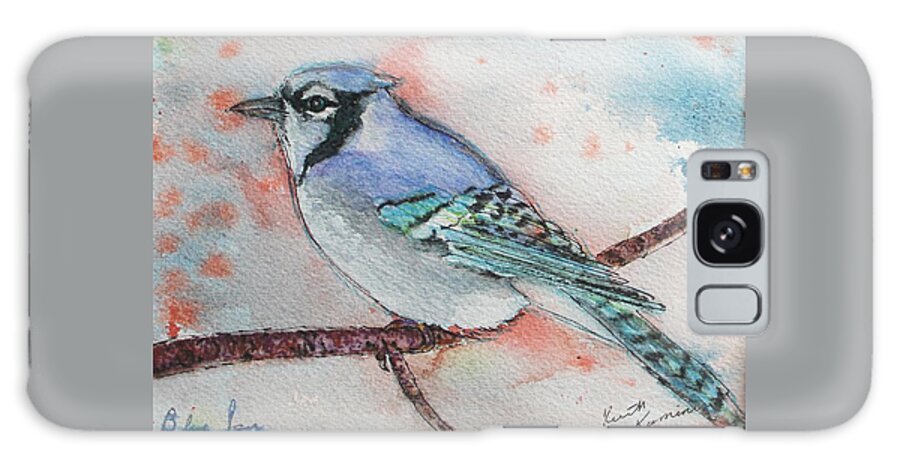 Songbird Galaxy Case featuring the painting Blue Jay by Ruth Kamenev