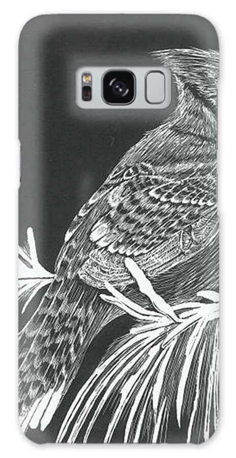 Bird Galaxy Case featuring the mixed media Blue jay scratch board by Darren Cannell