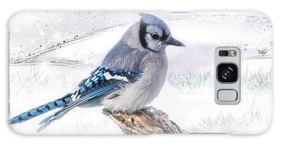 Blue Galaxy S8 Case featuring the photograph Blue Jay Snow by Patti Deters