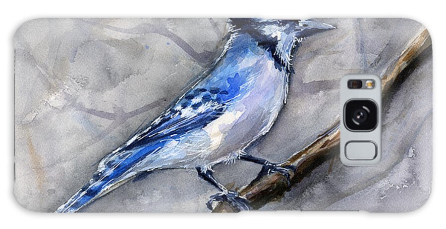 Animal Galaxy S8 Case featuring the painting Blue Jay Watercolor by Olga Shvartsur