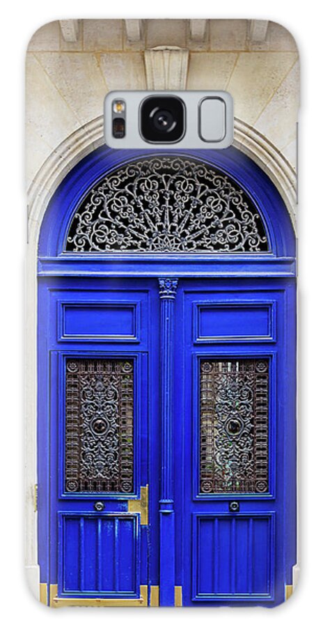 Blue Doors Galaxy Case featuring the photograph Blue Lace Door - Paris, France by Melanie Alexandra Price