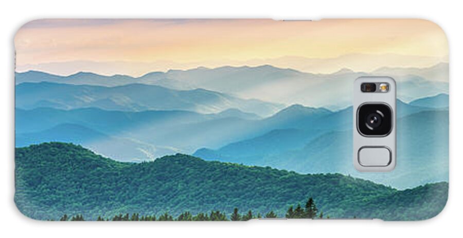 Panorama Galaxy Case featuring the photograph Blue Ridge Parkway NC Cowee Mountains Panorama by Robert Stephens
