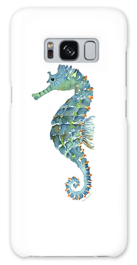Beach House Galaxy Case featuring the painting Blue Seahorse by Amy Kirkpatrick