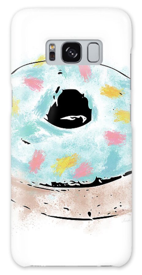 Donut Galaxy Case featuring the mixed media Blue Sprinkle Donut- Art by Linda Woods by Linda Woods